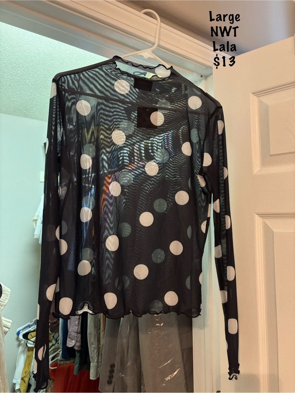 Polka Dot Mesh Top